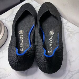Rothy’s The Flat Black Solid Round Toe Knit Shoes